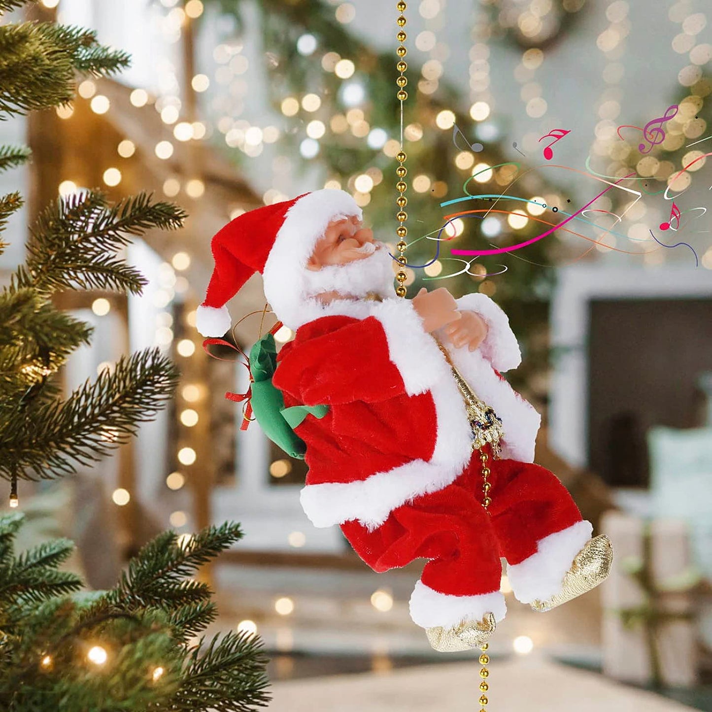 π
 Climbing Santa Claus Christmas Decoration β Musical & Animated Ornament for Tree or Home
